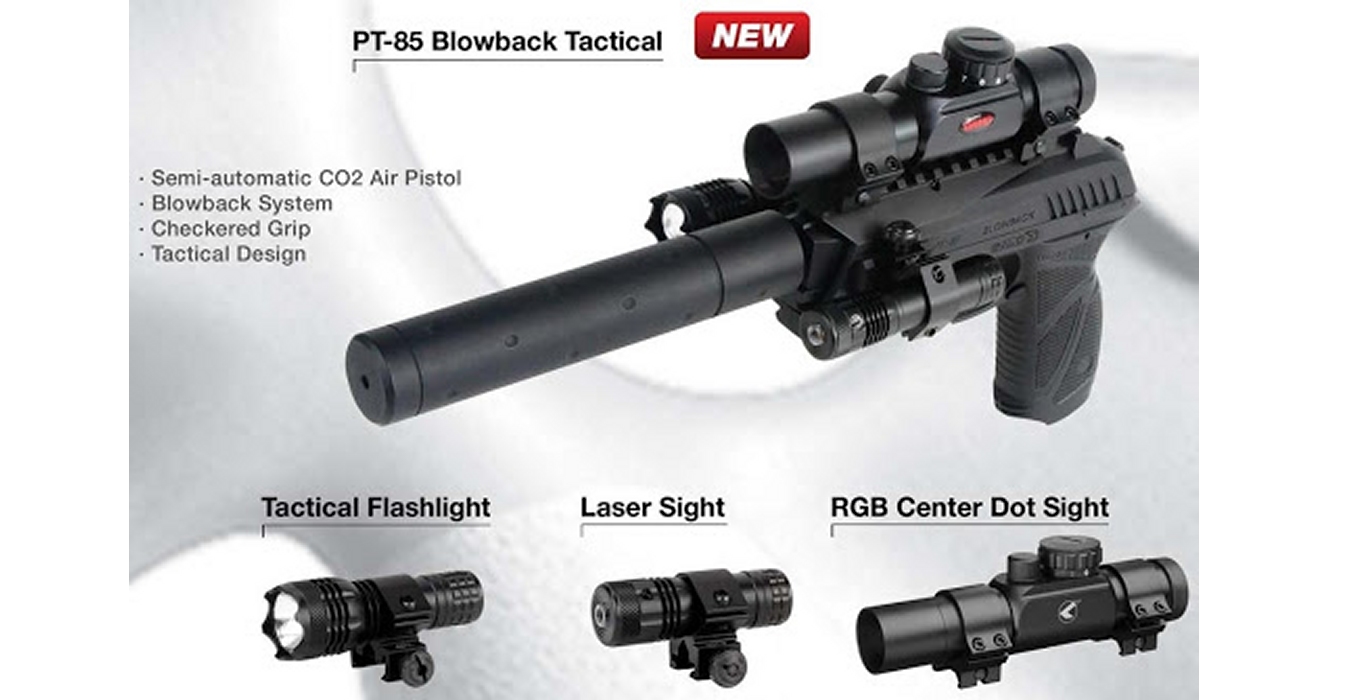 Gamo PT-85 .177 Blowback Tactical pellet Pistol - Guns R Us