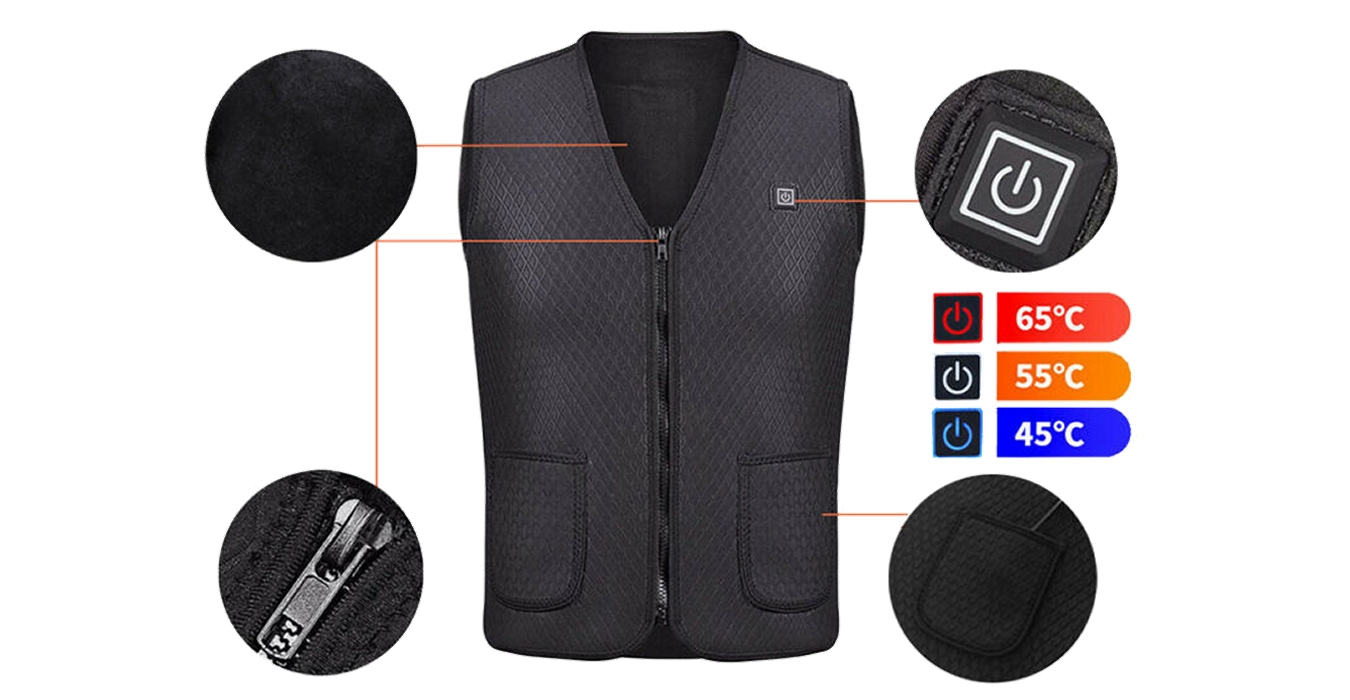 Heated Vest With Fleecy Inside Uses USB Powerbanks Guns R Us